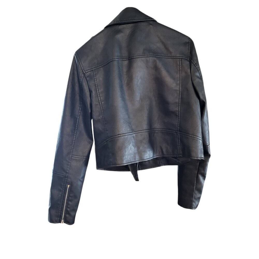 7 For All Mankind Black Leather Jacket - Picture 3 of 5